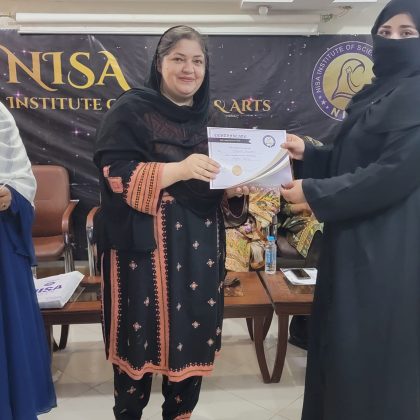 Honorable Chief guest Dr Mehwish Ali khan visited NISA and distributed certificates among the participants.